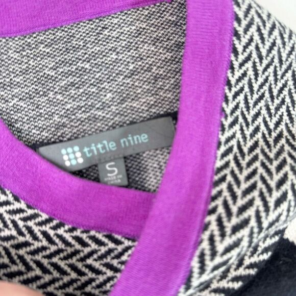 Title Nine Dress Women Sm Black Geometric Merino Wool Long-Sleeve Midi Comfort - Picture 2 of 9